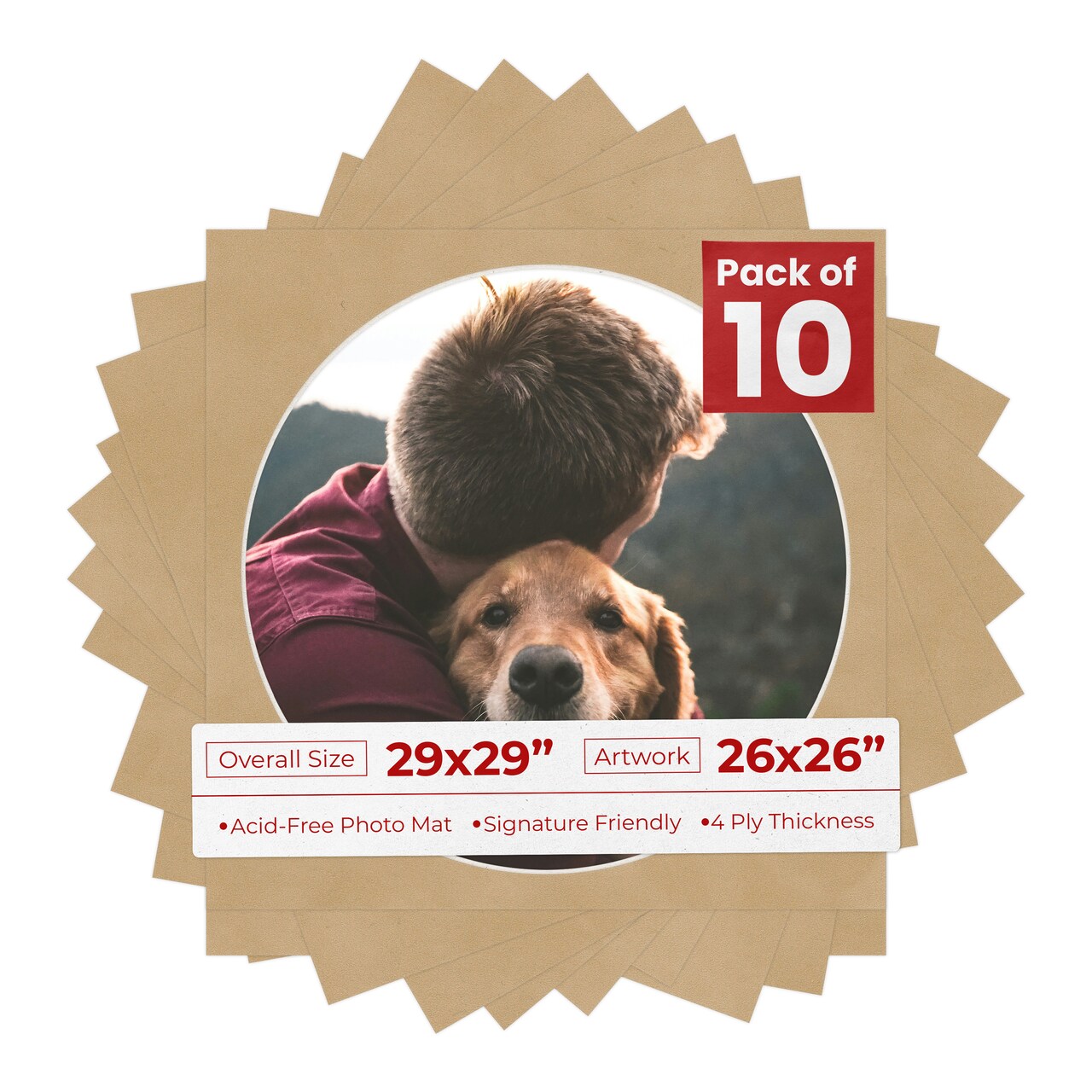 Beige Suede Mat Board for 29x29 Frames - Circle Opening for 26x26 Photos